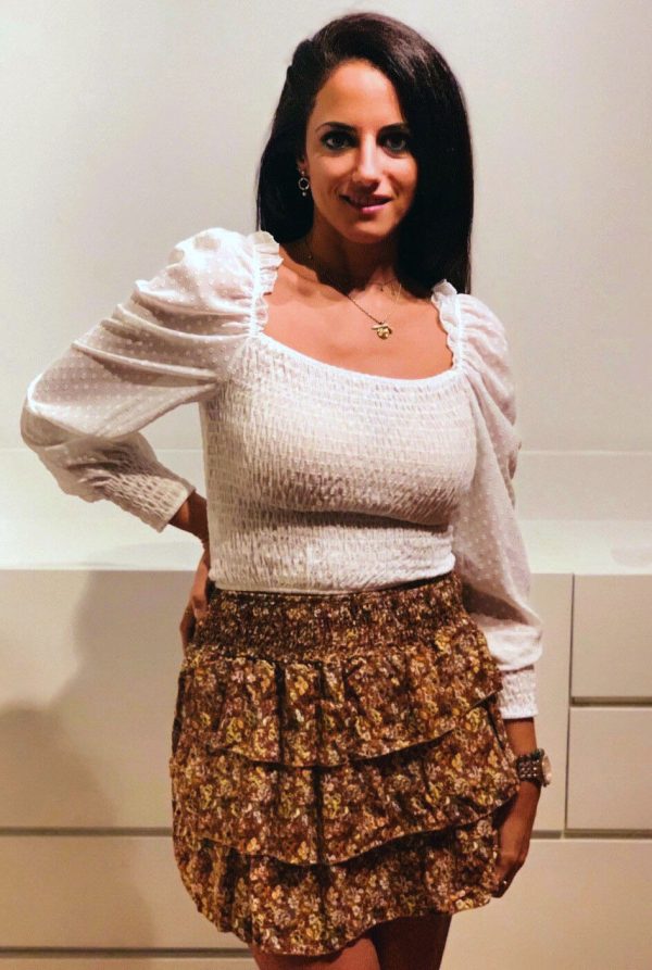 Blusa de gasa con cuerpo fruncido elástico - Imagen 3