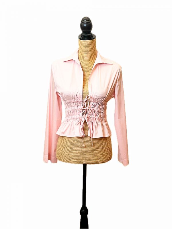 Blusa con cierre de lazado por delante y bajo péplum con disimulado volante - Imagen 5