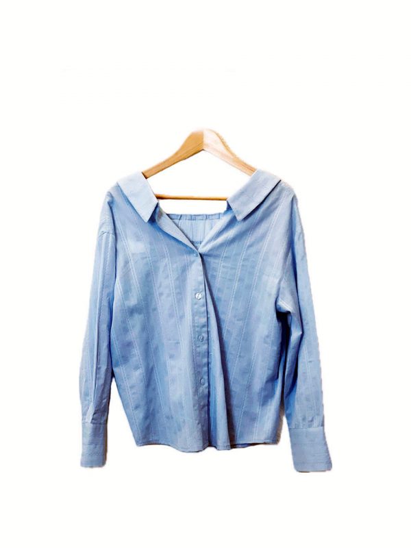 Blusa con cierre de lazado por delante y bajo péplum con disimulado volante - Imagen 6
