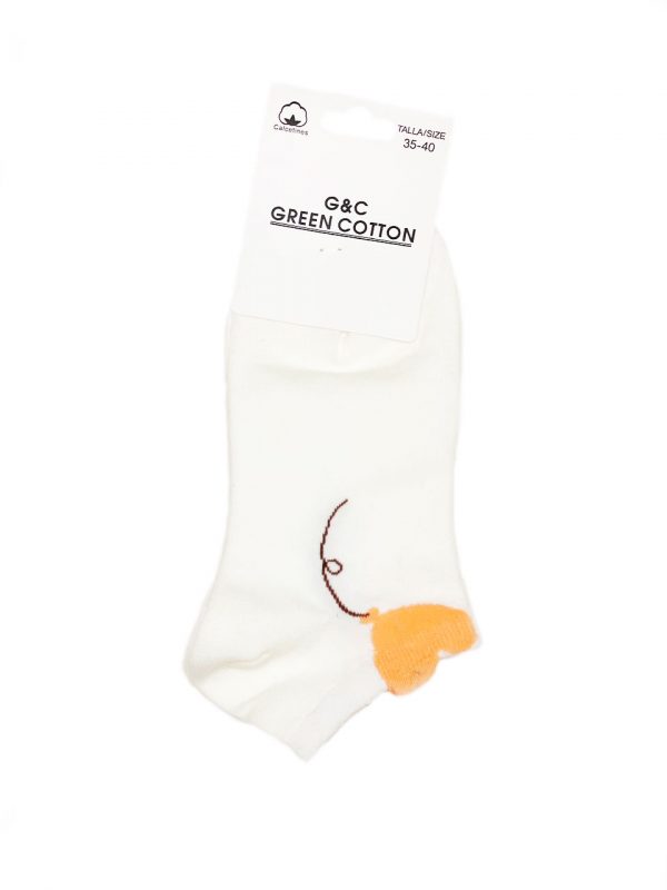 Calcetines tobilleros algodón blancos con pequeño estampado - Imagen 3