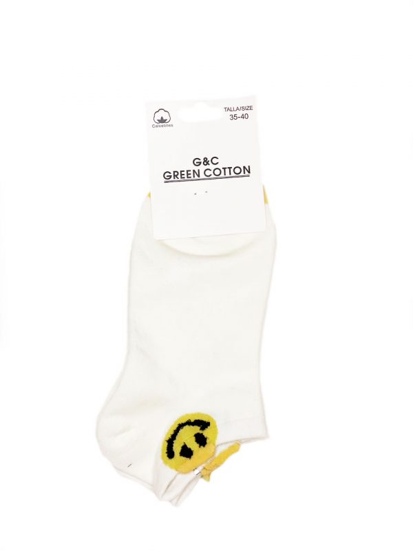 Calcetines tobilleros algodón blancos con pequeño estampado - Imagen 2