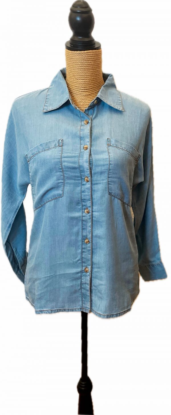 Camisa azul claro tejano 100% tencel
