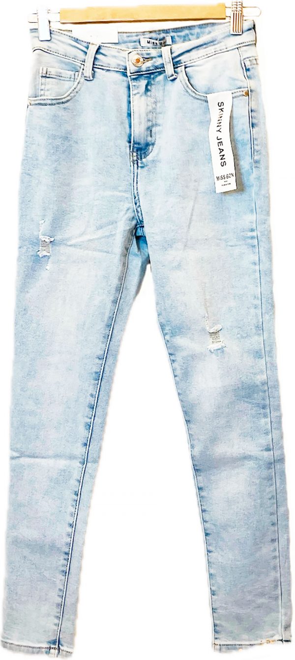 Jeans skinny color claro y cintura media - Imagen 3