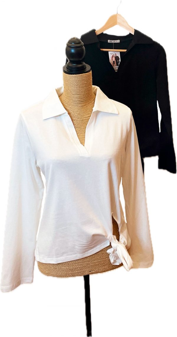 Camiseta estilo polo con lazo en el lateral