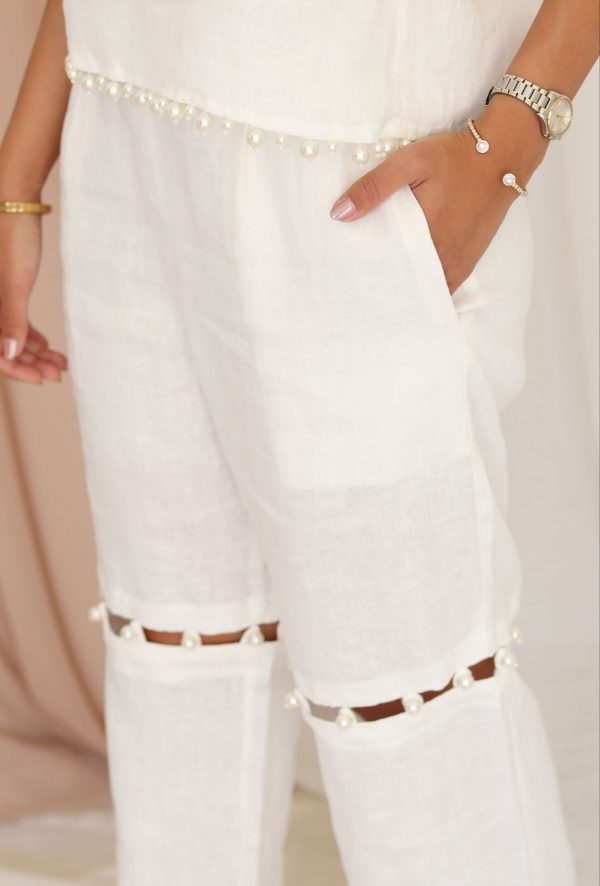 Pantalón recto con opción de bermuda y botones perlas - Imagen 3