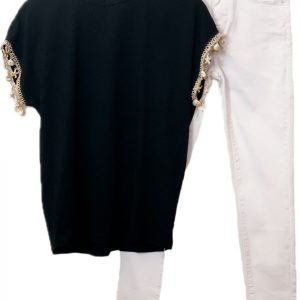 Tejano skinny blanco y cintura media