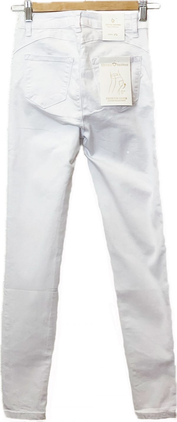 Tejano skinny blanco y cintura media - Imagen 3