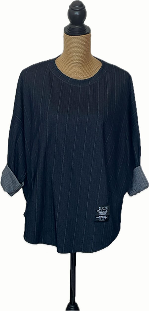 Camiseta / jersey fino azul marino con rayas discretas