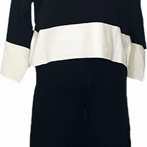 Conjunto jersey y pantalón de punto negro con franja blanca