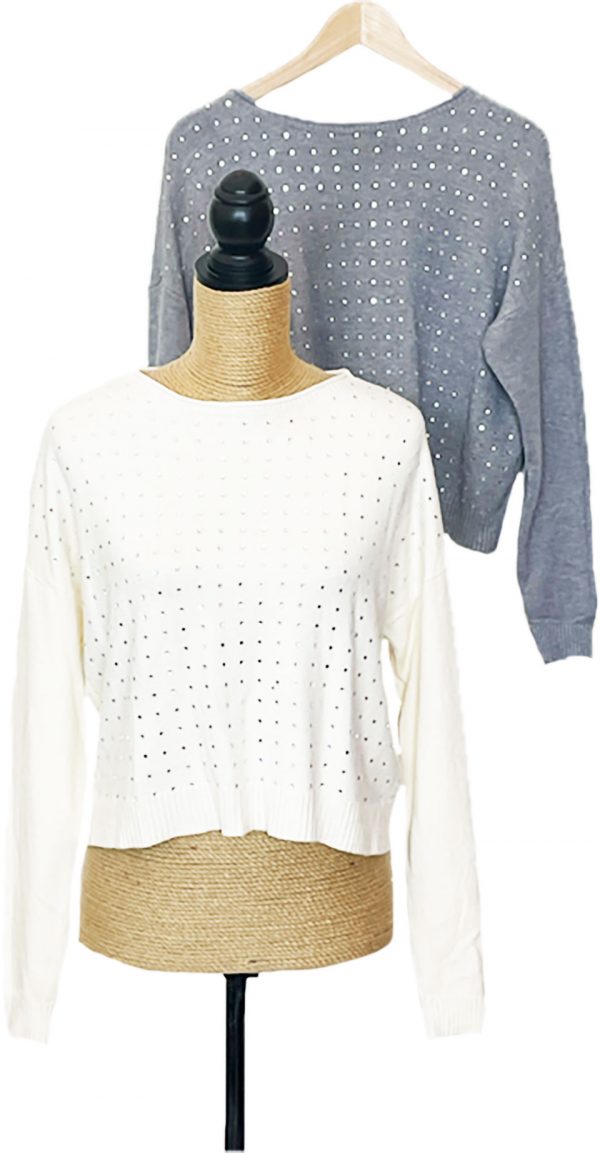  Jersey con detalles de brillantes de la parte frontal