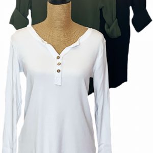 Camiseta cuello pico con botones falsos en el escote
