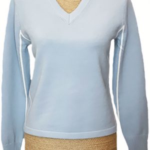 Jersey azul de pico con una detalle de línea blanca