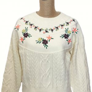 Jersey cuello redondo con estampado de flores.